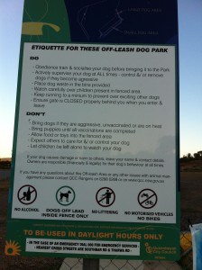 Example of dog park rules